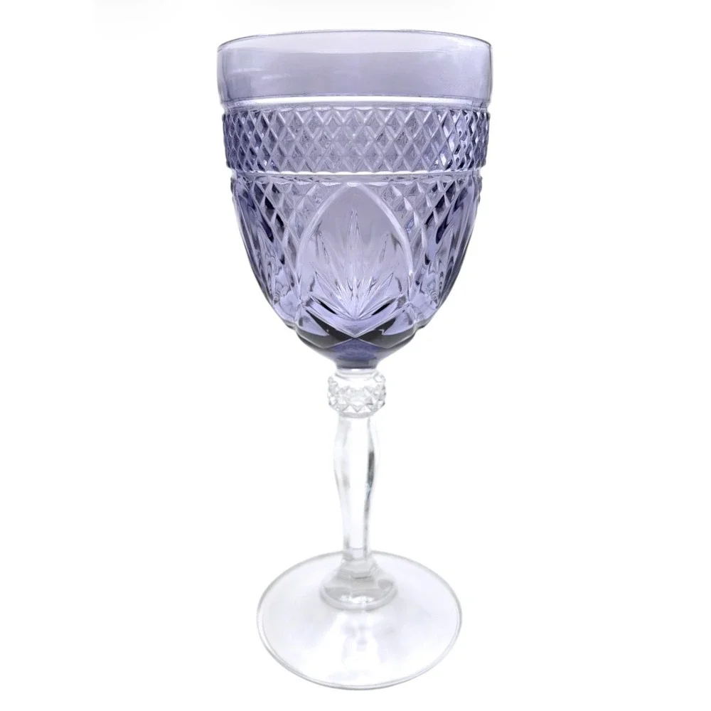 Set 4 Cristal D'Arques Durand Antique Amethyst Crystal Water Goblets 8